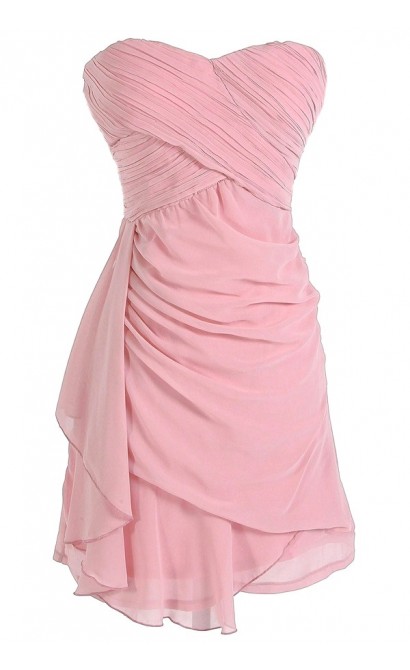 Draped Chiffon Dress in Rose